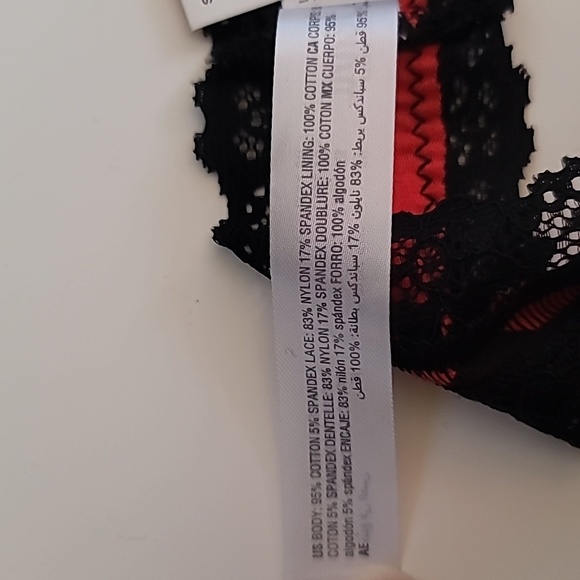 Jenni Intimates Lace Trim Panties Red and Black Buffalo Check Plaid Thong, XXL - Picture 5 of 10